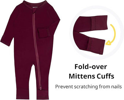 GUISBY Baby Footless Rompers, Rayon Pajamas 2 Way Zipper with Long Sleeve Sleeper