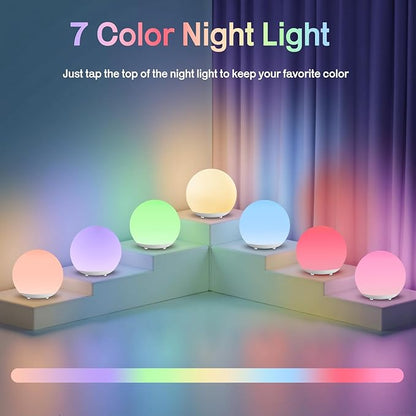 Baby Night Light, Rechargeable Touch Control Night Light with Stepless Dimming & 7 RGB Color Change, Soft Portable Kids Egg Light with 30/60 Mins Auto Off for Bedside, Breastfeeding