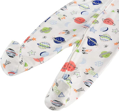 Aablexema Baby Footie Pajamas with Mittens - 3Pcs Infant Footed Sleeper Cotton Sleepwear Outfits