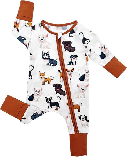 Bow Dream Bamboo Rayon Baby Boy Romper Footed Long Sleeve Footies Newborn Girl Clothes Footless with Zipper and Mitten Cuffs