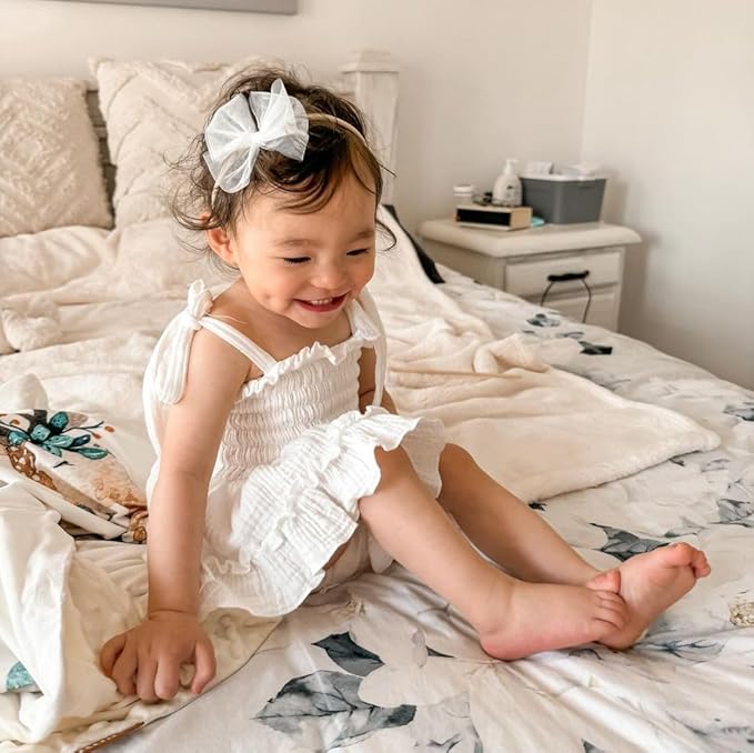 Newborn Baby Girl Bodysuit Sleeveless Halter Frill Romper One-piece Jumpsuit with Headband Summer Clothes Set