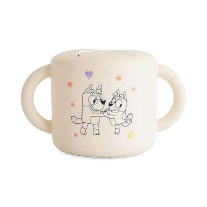 mushie x Bluey Silicone Snack Cup | Spill Proof Food Container for Toddler and Baby (Bluey Ivory)