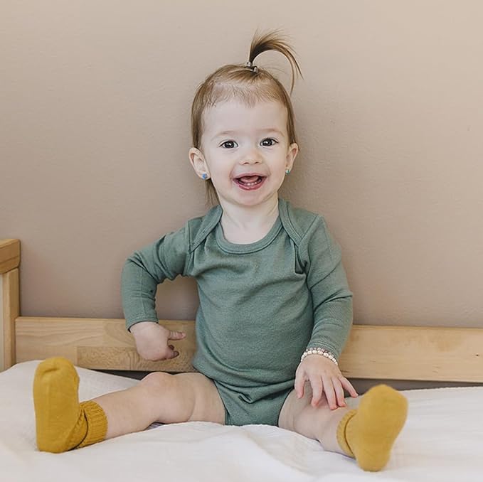 Woolino 100% Superfine Merino Wool Baby Bodysuit - Long Sleeve Bodysuit for Boy and Girl - Tagless Neck Bodysuit for Unisex