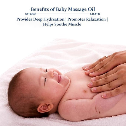 Blue Nectar Gentle Baby Oil for Newborn Skin Care-Moisturizing Baby Massage Oil (3.38 Fl Oz) Paired with Baby Hair Oil with Organic Ghee, Almond Oil, Coconut Oil (6.76Fl Oz)