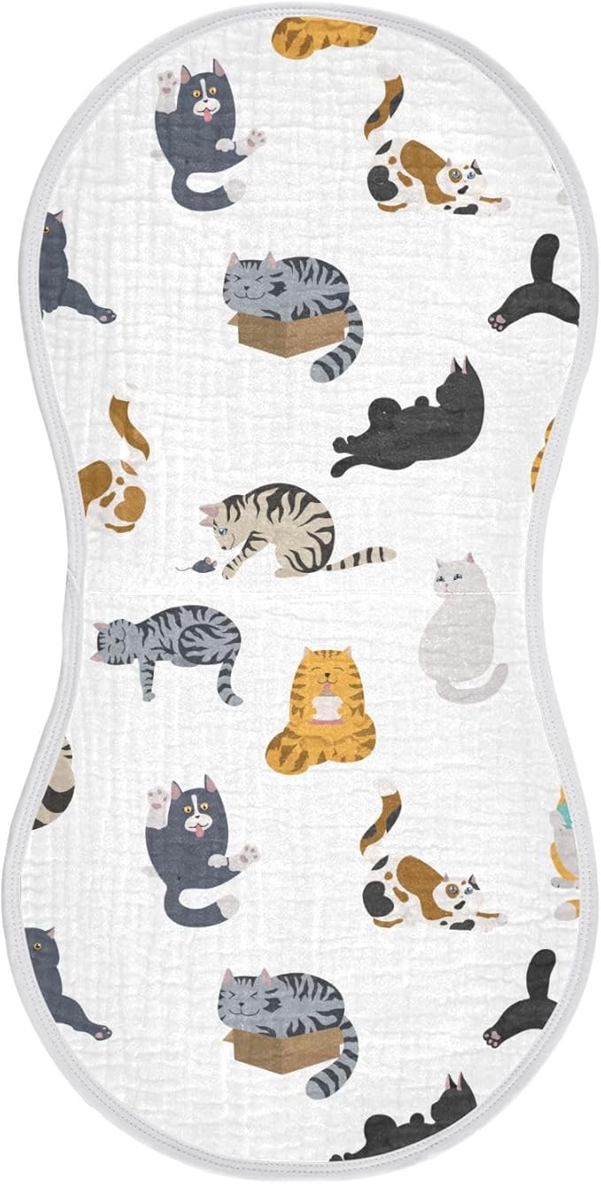vvfelixl Cartoon Cat Burp Cloths for Baby Boy Girls Baby Washcloths Burp Rags 1 Pack