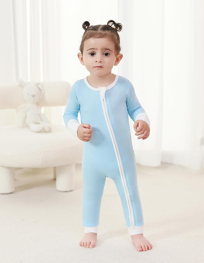 Baby Zippered Rompers Newborn Pajamas Sleepers Long Sleeve Jumpsuits Infant Zipper Romper-Viscose from Bamboo
