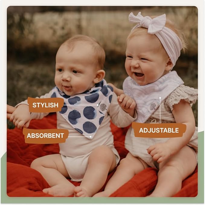 Parker Baby Bandana Drool Bibs 8 Pack Baby Bibs for Boys, Girls, Unisex - Soft & Stylish Teething Bibs for Babies