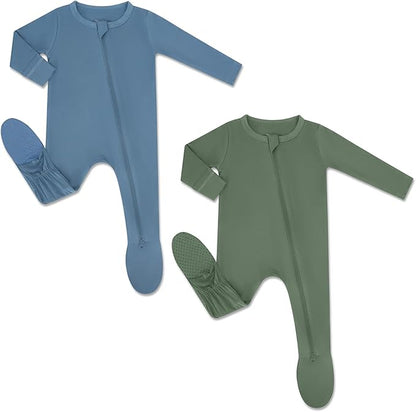 HAPIU Rayon from Bamboo Baby Footed Pajamas, 2 Way Zipper YKK, Footie for Baby Boy Girls, Newborn-24 Months