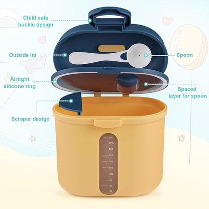 Accmor Baby Formula Dispenser On The Go, Portable Milk Powder Formula Dispenser with Scoop,Formula Containers for Travel Hold 12.7oz/360g Formula, Yellow