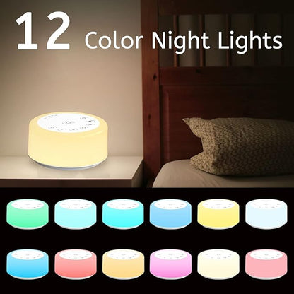 ColourNoise Sound Machine White Noise Machine 12 Colors Night Lights Brown Noise Machine with 30 Soothing Sounds Sleep Sound Machine with 5 Timers Portable for Home Travel and Office(White)