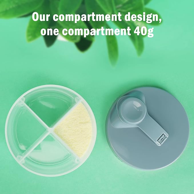 Accmor Baby Formula Dispenser On The Go, Non-Spill Rotating Four-Compartment Formula Container to Go, Milk Powder Kids Snack Container for Infant Toddler Travel Outdoor, Blue