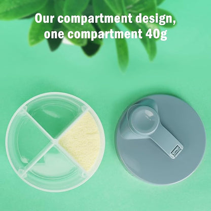 Accmor Baby Formula Dispenser On The Go, Non-Spill Rotating Four-Compartment Formula Container to Go, Milk Powder Kids Snack Container for Infant Toddler Travel Outdoor, Blue