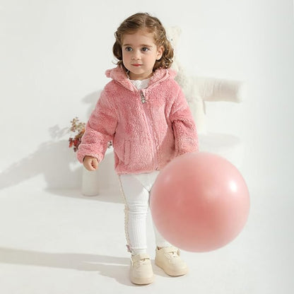 Baby Toddler Boys Girls Fleece Jacket with Hood Zip Up Cute Bear Coats for Infant Boys Girls Fuzzy Jacket with Ear 1-5T