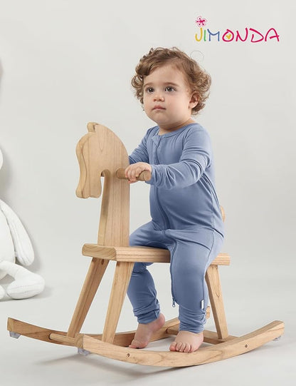 Jimonda Baby Footless Pajamas,Two Zip Closure Long Sleeve Romper,Infant Clothes Pjs 4 Pcs