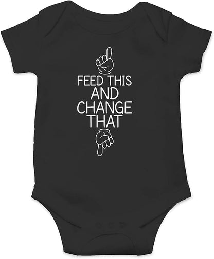 CBTwear Feed This and Change This - Baby Clothes - Funny Newborn Bodysuit Outfits for Boys and Girls