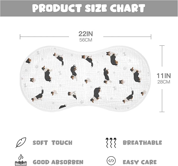 vvfelixl Burp Cloths Rough Collie Dog for Baby Boy Girls Baby Washcloths Burp Rags 1 Pack