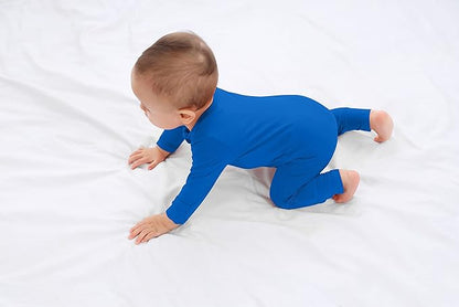 GUISBY Baby Footless Rompers, Rayon Pajamas 2 Way Zipper with Long Sleeve Sleeper