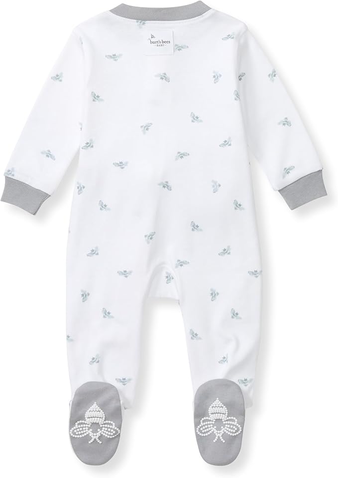 Burt's Bees Baby Boys Sleep and Play PJs, 100% Organic Cotton One-Piece Zip Front Romper Jumpsuit Pajamas