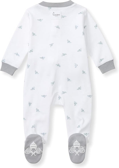 Burt's Bees Baby Boys Sleep and Play PJs, 100% Organic Cotton One-Piece Zip Front Romper Jumpsuit Pajamas