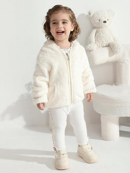 Baby Toddler Boys Girls Fleece Jacket with Hood Zip Up Cute Bear Coats for Infant Boys Girls Fuzzy Jacket with Ear 1-5T