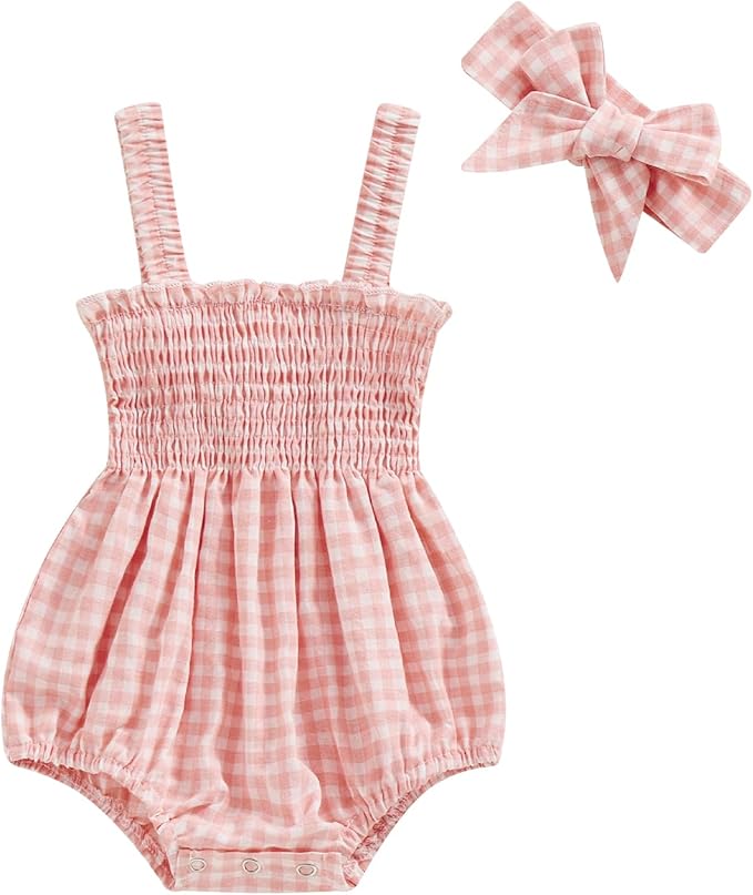 Newborn Baby Girl Bodysuit Sleeveless Halter Frill Romper One-piece Jumpsuit with Headband Summer Clothes Set