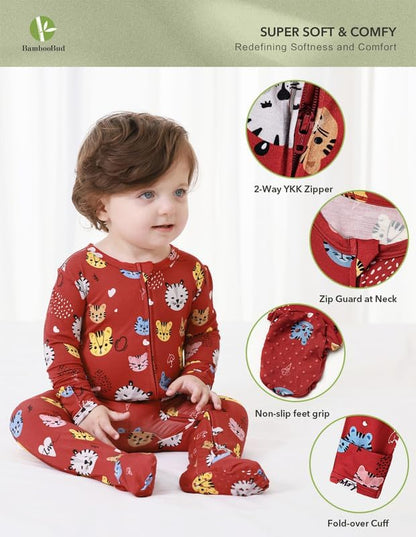 Baby Footie Romper Pajamas Unisex Newborn Infant Pjs Soft Rompers Viscose from Bamboo Sleepwear