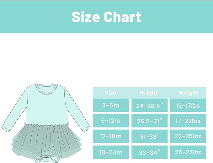 Baby Girl Bodysuit Dress- Viscose Made from Bamboo, Long Sleeve Flutter Skater Dress with Bodysuit Infant Outfit