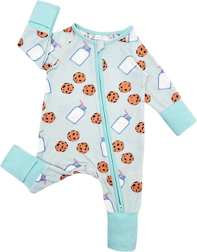 Bow Dream Bamboo Rayon Baby Boy Romper Footed Long Sleeve Footies Newborn Girl Clothes Footless with Zipper and Mitten Cuffs