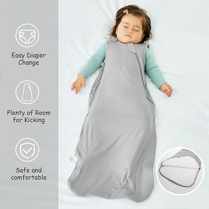 Supersoft Rayon Made from Bamboo Sleep Sack 18-24 Months 0.5 Tog Lightweight Toddler Sleep Sack 2t Baby Wearable Blanket with 2-Way Zipper Summer Unisex Sleeping Bag for Babies (2 Pack) Green & Gray