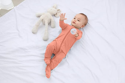 Baby Boy Footed Pajamas with Mittens,Rayon Made from Bamboo Sleepers, 2 Way Zipper Long Sleeve Pjs