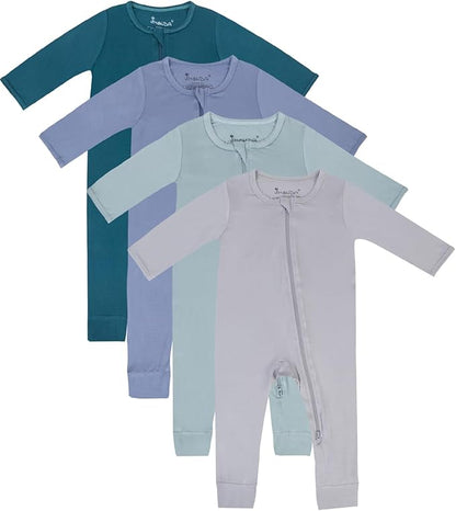 Jimonda Baby Footless Pajamas,Two Zip Closure Long Sleeve Romper,Infant Clothes Pjs 4 Pcs
