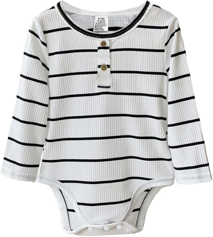 Newborn Infant Baby Boy Romper Fall Winter Long Sleeve Buttoned One Piece Romper Bodysuit 0-24 Months