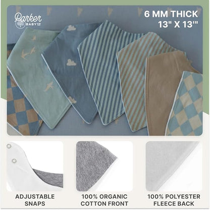 Parker Baby Bandana Drool Bibs 8 Pack Baby Bibs for Boys, Girls, Unisex - Soft & Stylish Teething Bibs for Babies