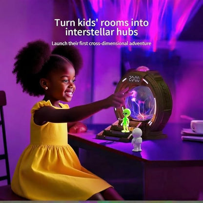 Northern Lights Projector Stargate Galaxy Night Light Plasma Globe Lamp with White Noise Sound Machine , Bluetooth Music, Time Alarm Clock, Kids Room Decor, Gift for Christmas Birthday Valentine's Day
