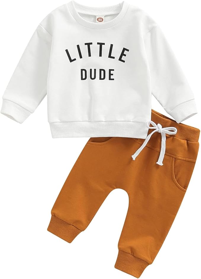 Murnouche Toddler Baby Boy Fall Winter Outfits Letter Crewneck Sweatshirt Casual Pants 2Pcs Clothes Set