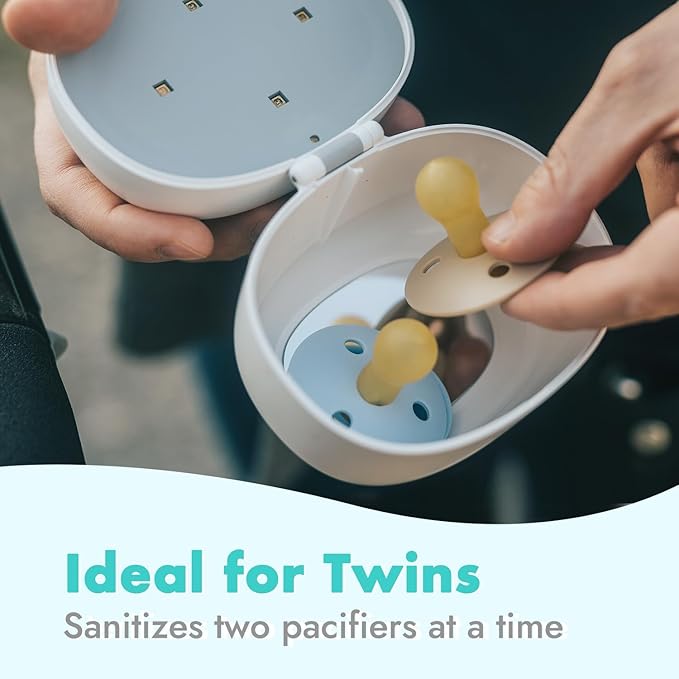Papablic Portable Pacifier Sanitizer, UV Light Sanitizer Case On The Go for Baby Pacifier, USB Rechargeable Mini Travel Sanitizer Box, 99.99% Cleaned in 59 Seconds