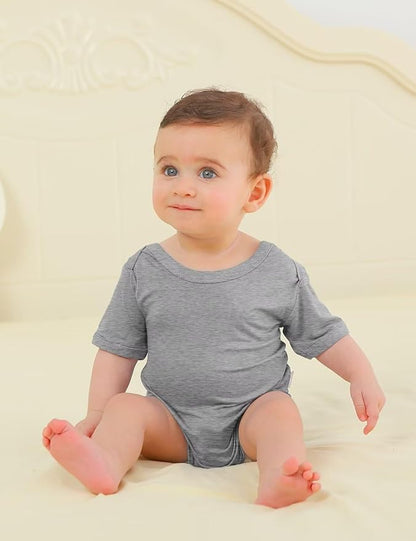 Bamboo Rayon Baby Bodysuit,Short Sleeve Bodysuits Solid Color Outfits for Infant Boys Girls Soft Clothes