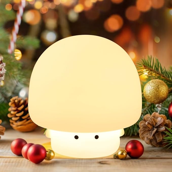 YISUN Mushroom Night Light, Cute Silicone Nightlight for Baby Toddler, Rechargeable LED Nursery Lamp with Timer, 3 Level Dimmable Soft Squishy Night Lamp Gift for Bedroom Kids Room Decor