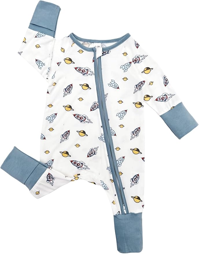 Bow Dream Bamboo Rayon Baby Boy Romper Footed Long Sleeve Footies Newborn Girl Clothes Footless with Zipper and Mitten Cuffs