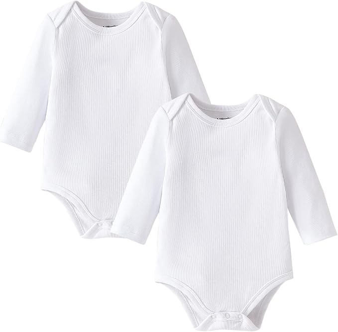 DEFAHN 2-Pack Unisex Baby Bodysuit Super Soft Viscose from Bamboo - Solid Long Sleeve Baby Boys Girls Onsies