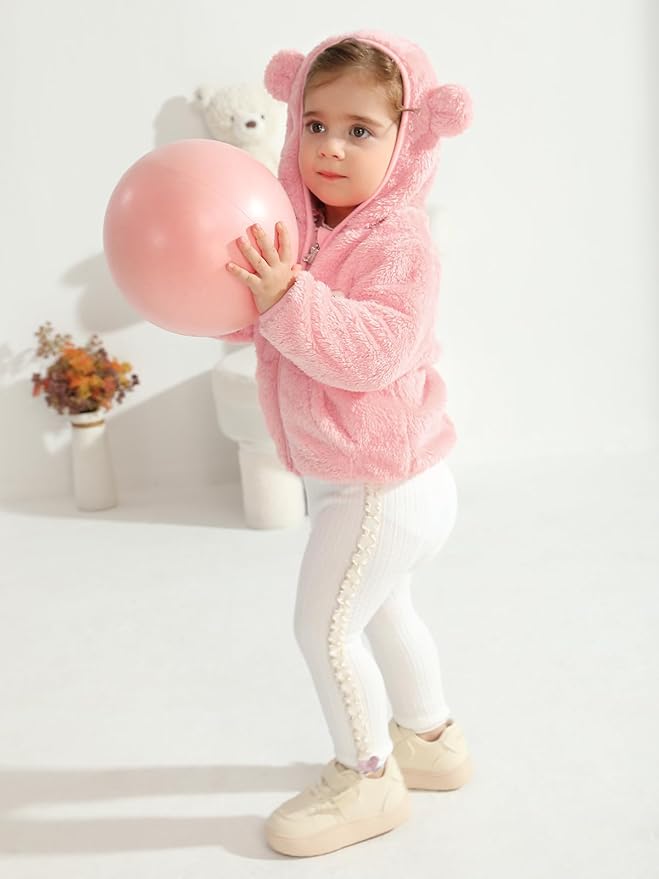 Baby Boys Girls Fleece Jackets Zip Up Hoodies Cute Bear Coats Fall Winter Fuzzy Jacket Newborn Boys Girls Outwear