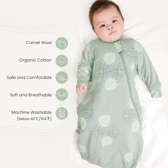 Unisex Sleeping Bag for Babies and Toddlers 1.0 Tog Sleep Sack 0-6 Months, Newborn Sleep Sack, Wearable Blanket Baby, One Piece Long Sleeves, Gifts for Baby