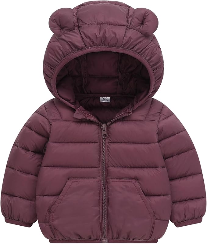 Toddler Winter Coats Puffer Padded Jacket Baby Boys Girls Bear Hoods Down Jacket Light Weight Infant Outerwear