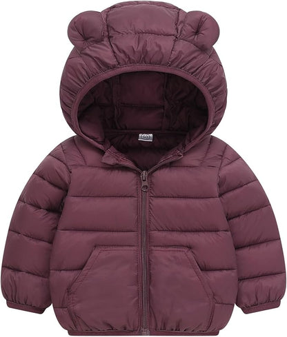 Toddler Winter Coats Puffer Padded Jacket Baby Boys Girls Bear Hoods Down Jacket Light Weight Infant Outerwear