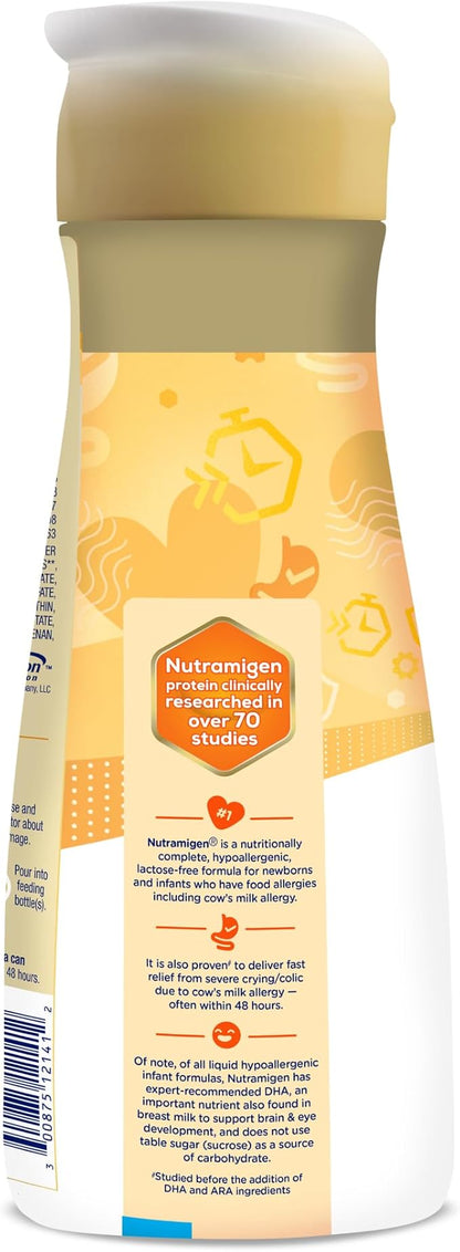 Enfamil Nutramigen Hypoallergenic Baby Formula with Iron, Lactose Free, Colic Relief from Cow's Milk Allergy Starts in 24 Hours, Brain Building DHA, Probiotic LGG for Immune Support, 32 Fl Oz, 6 Count