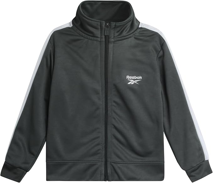 Reebok Baby Boy Pants Set - 3 Piece Tricot Fleece Jogger Pants Short Sleeve T Shirt & Track Jacket for Toddlers & Infants