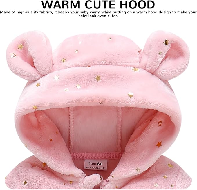 Baby Girl Winter Fleece Coat Toddler Boy Jacket Infant With Hood Warm Outerwear