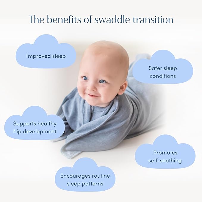 SleepingBaby Zipadee-Zip Transition Swaddle - Cozy Baby Swaddle Blanket with Zipper Convenience - Roomy Wearable Blanket for Easy Diaper Changes - Heather Grey, Small (4-8 Month)