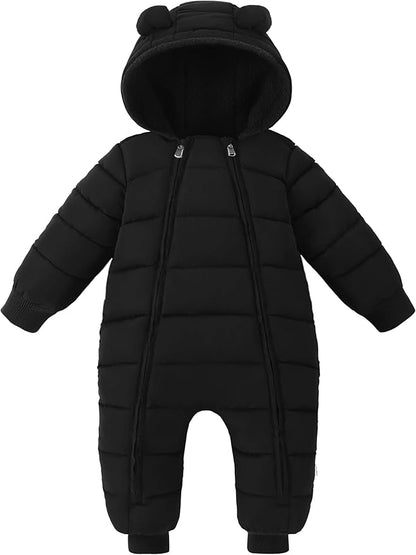 XMWEALTHY Baby Snowsuit Toddler Girl Clothes Cute Hooded Double Zipper Boys Winter Coat Unisex Romper for Infant