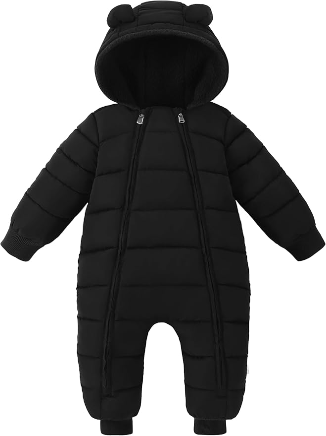 XMWEALTHY Baby Snowsuit Toddler Girl Clothes Cute Hooded Double Zipper Boys Winter Coat Unisex Romper for Infant